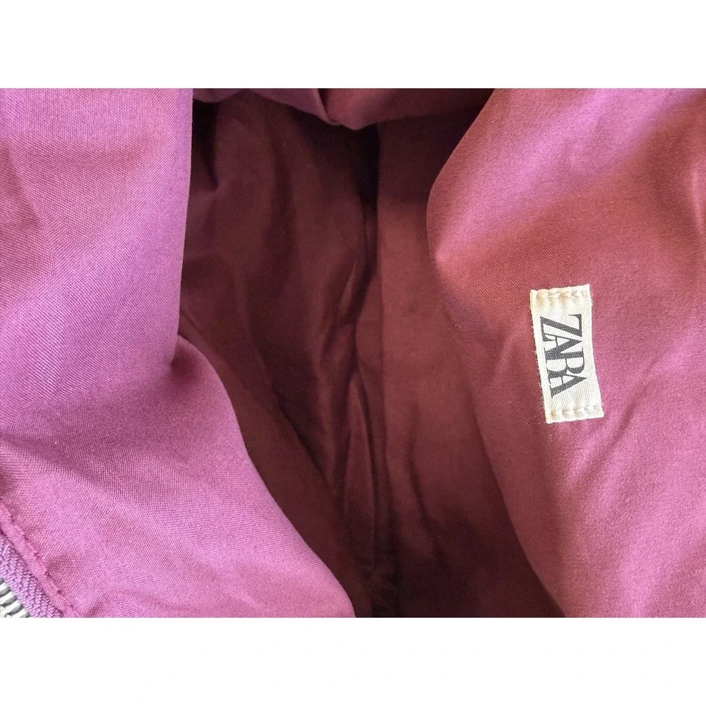Zara Maroon Nylon Tote‎ Bag Purse Capsule Bonjour Le Monde French Resort